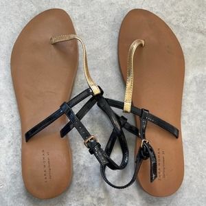 Zara black and gold Thong Flat Sandal Spring/Summer 2013